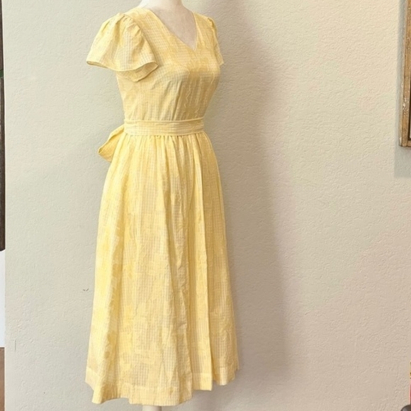 Rachel Parcell Women's Yellow Burnt-out Gingam Midi Dress - Picture 10 of 14